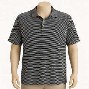 Turtleson Men's Carter Stripe Polo/Golf Shirt Black & White Size Medium